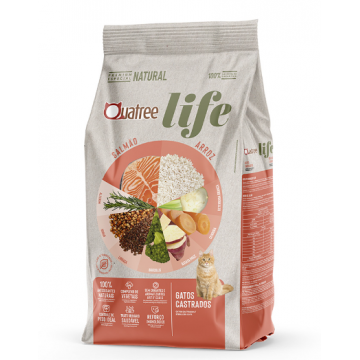 Quatree Life Gatos Castrados Salmão e Arroz Integral - 1kg /3kg /10kg /20kg